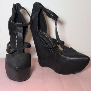 Jeffrey Campbell Black Wedge Shoes
